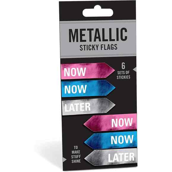 Knock Knock Now/Later Metallic Sticky Flags, 6 Sets of Sticky Tabs - Picture 2 of 2